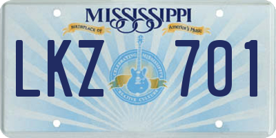 MS license plate LKZ701