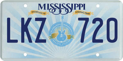 MS license plate LKZ720