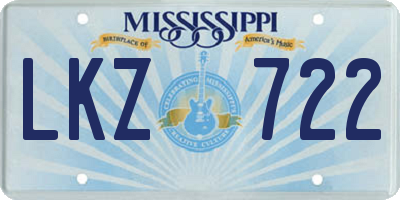 MS license plate LKZ722