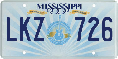 MS license plate LKZ726