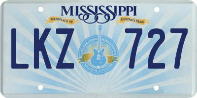 MS license plate LKZ727
