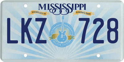 MS license plate LKZ728