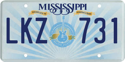 MS license plate LKZ731