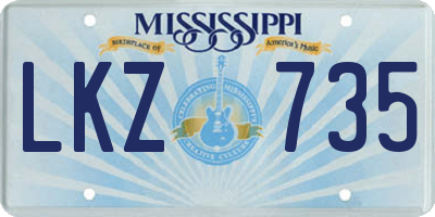MS license plate LKZ735