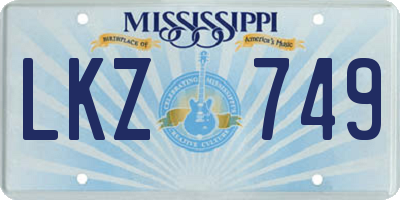 MS license plate LKZ749