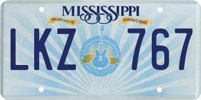MS license plate LKZ767