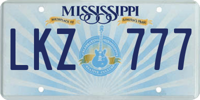 MS license plate LKZ777