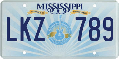 MS license plate LKZ789