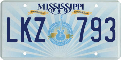 MS license plate LKZ793