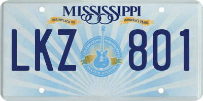 MS license plate LKZ801
