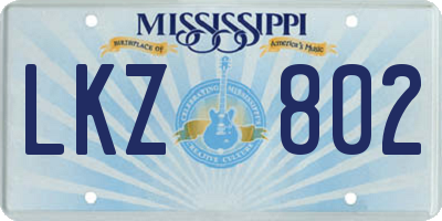 MS license plate LKZ802