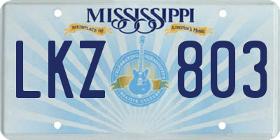 MS license plate LKZ803