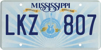 MS license plate LKZ807