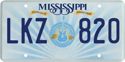 MS license plate LKZ820
