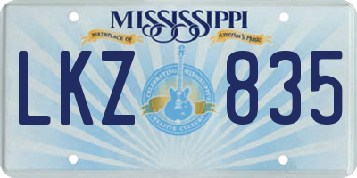 MS license plate LKZ835