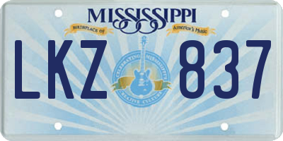 MS license plate LKZ837