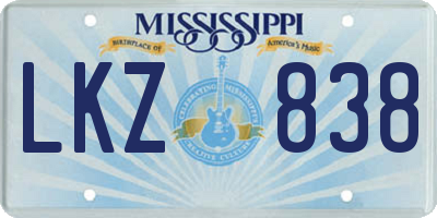 MS license plate LKZ838