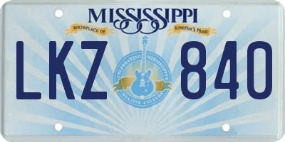MS license plate LKZ840
