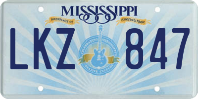 MS license plate LKZ847