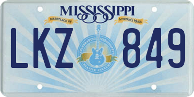 MS license plate LKZ849