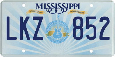 MS license plate LKZ852