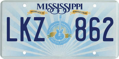 MS license plate LKZ862