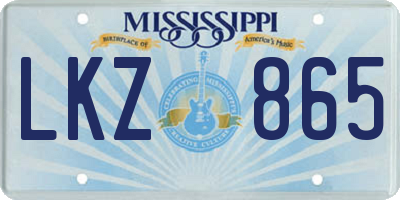 MS license plate LKZ865