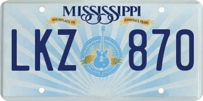 MS license plate LKZ870
