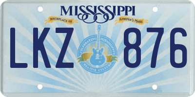 MS license plate LKZ876
