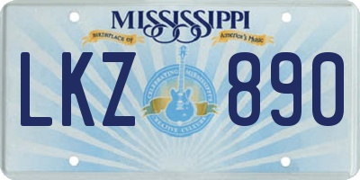 MS license plate LKZ890