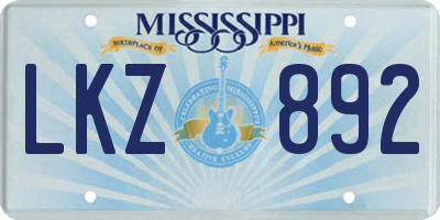 MS license plate LKZ892