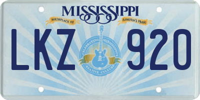 MS license plate LKZ920