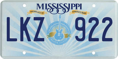 MS license plate LKZ922