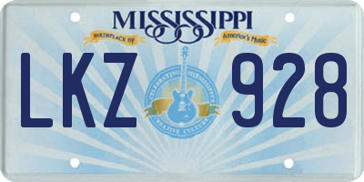 MS license plate LKZ928