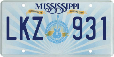 MS license plate LKZ931
