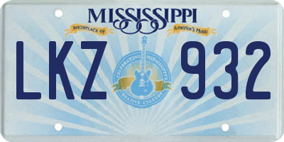 MS license plate LKZ932