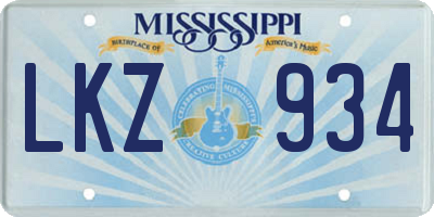 MS license plate LKZ934