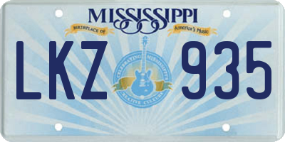 MS license plate LKZ935
