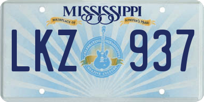 MS license plate LKZ937