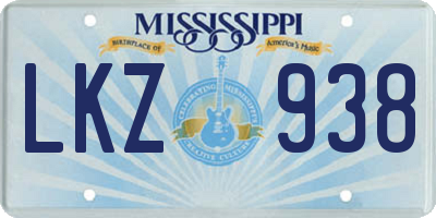 MS license plate LKZ938