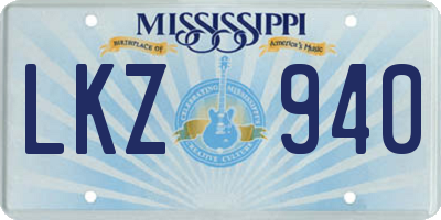 MS license plate LKZ940