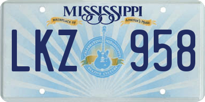 MS license plate LKZ958