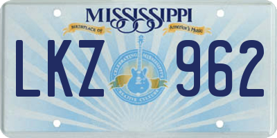 MS license plate LKZ962