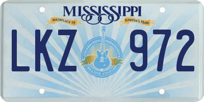 MS license plate LKZ972