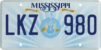 MS license plate LKZ980