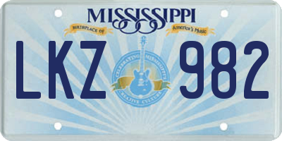 MS license plate LKZ982