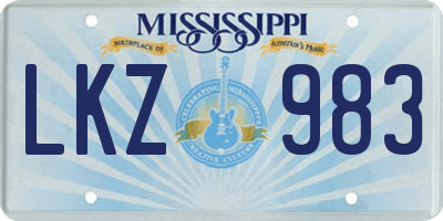 MS license plate LKZ983