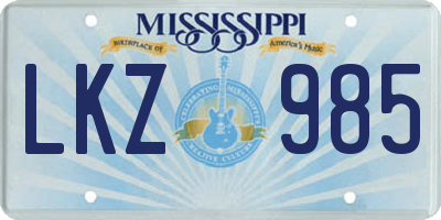 MS license plate LKZ985