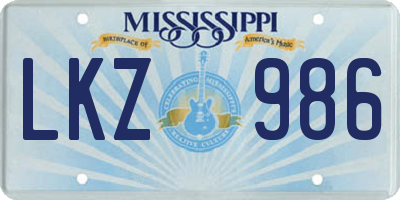 MS license plate LKZ986