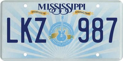 MS license plate LKZ987